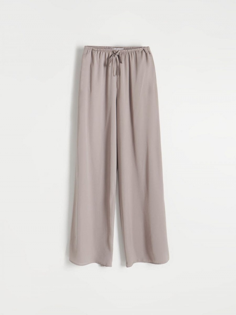 Reserved Loose trousers with tie detail Szare | LSZUMNY-78