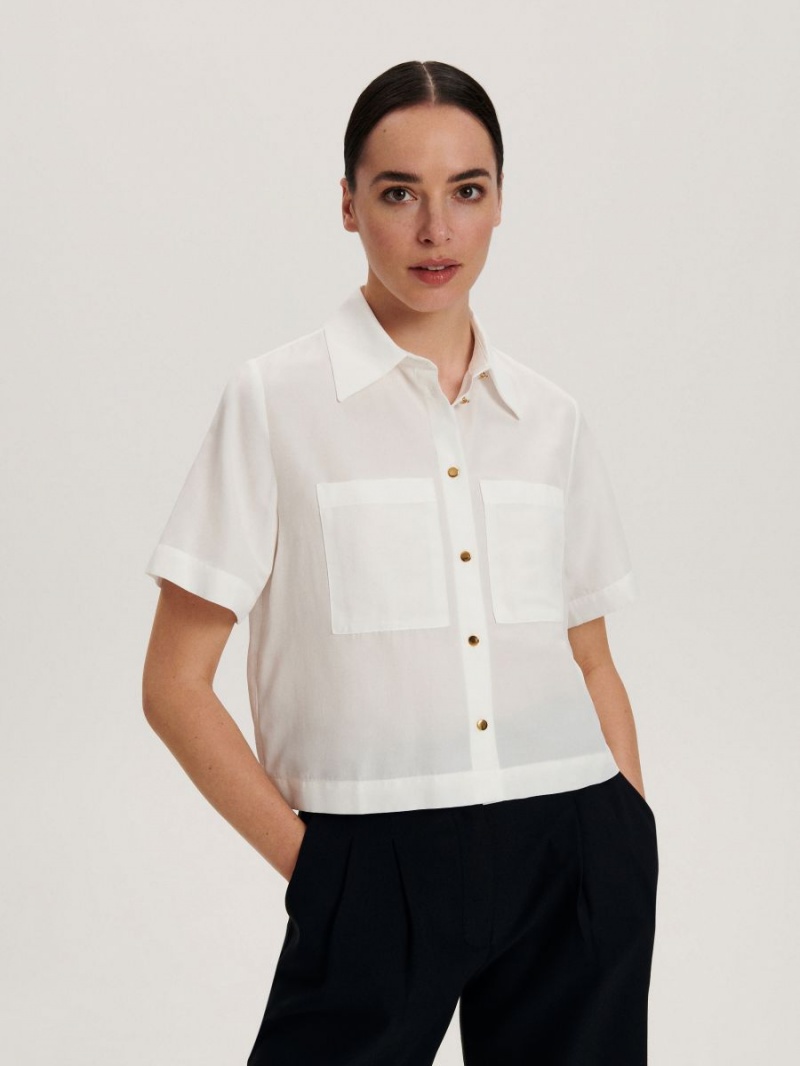 Reserved Lyocell blend shirt Ivory | NEVOGLI-15