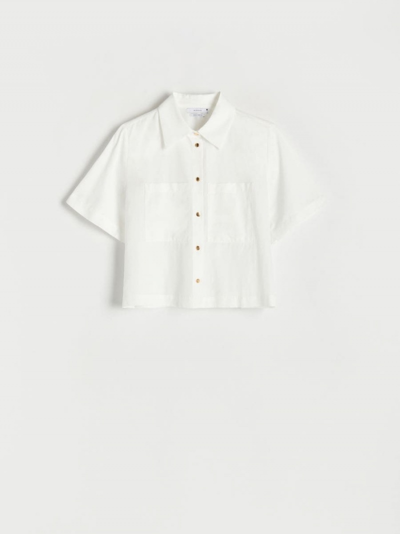 Reserved Lyocell blend shirt Ivory | NEVOGLI-15