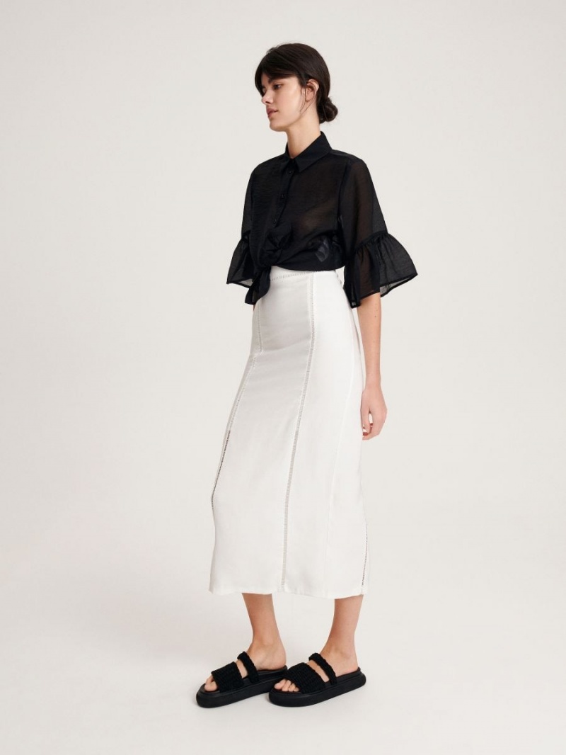 Reserved Midi skirt Ivory | DGBCYFU-53