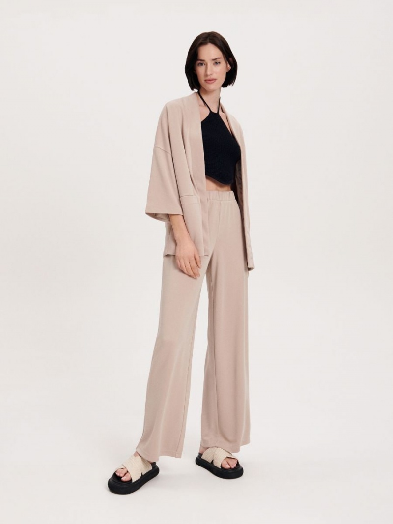 Reserved Modal rich trousers Beżowe | HVWQLDX-42