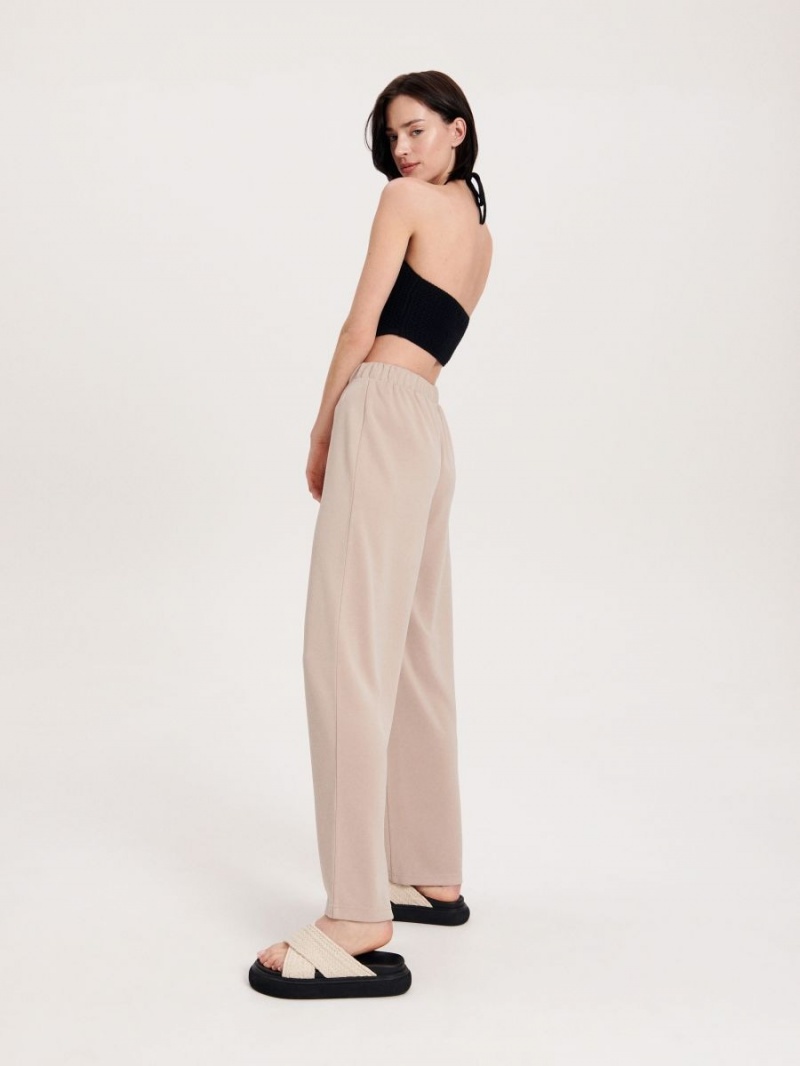 Reserved Modal rich trousers Beżowe | HVWQLDX-42