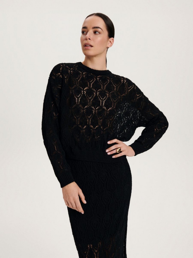 Reserved Openwork jumper Czarne | IFMELWS-98