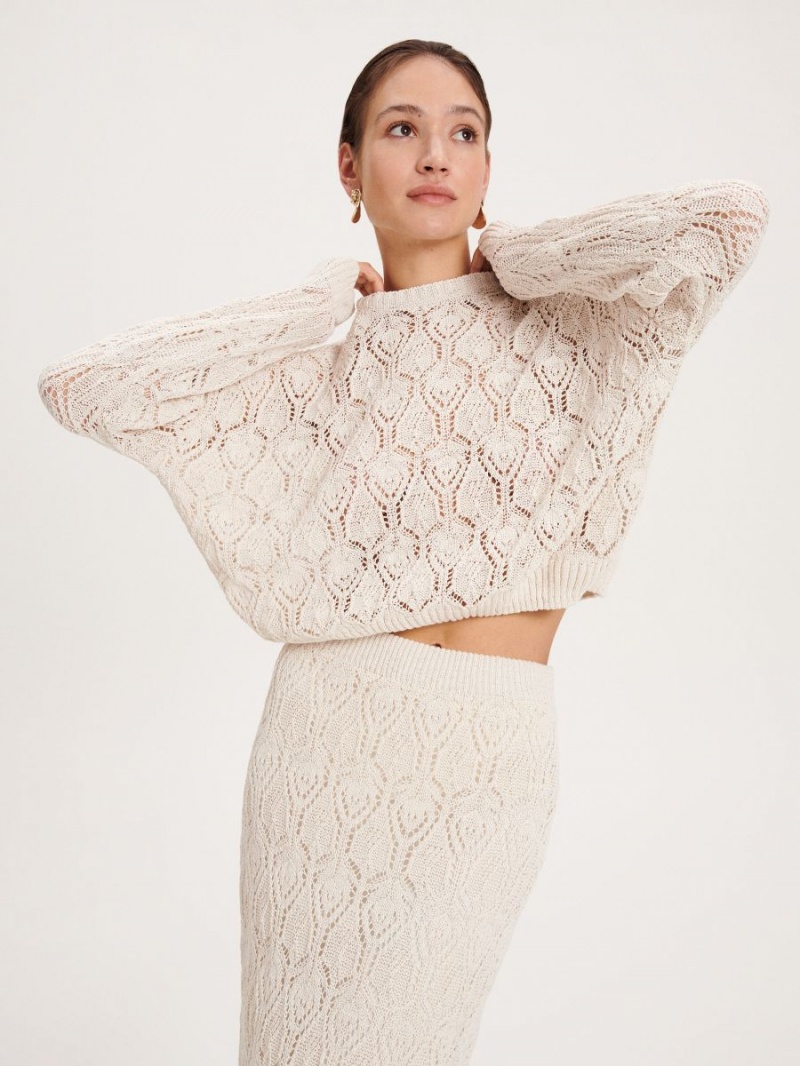 Reserved Openwork jumper Ivory | JDBCSHX-90