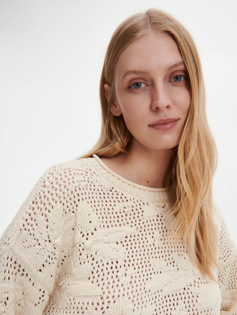 Reserved Openwork jumper Ivory | LJUNZGE-81