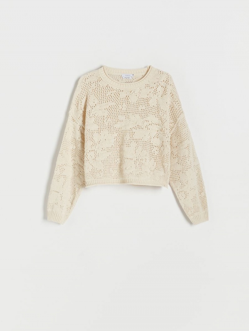 Reserved Openwork jumper Ivory | LJUNZGE-81