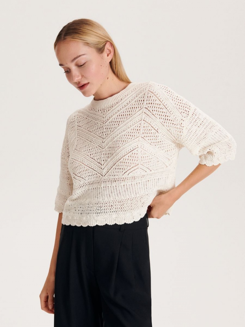 Reserved Openwork jumper Ivory | XIMBKLZ-46