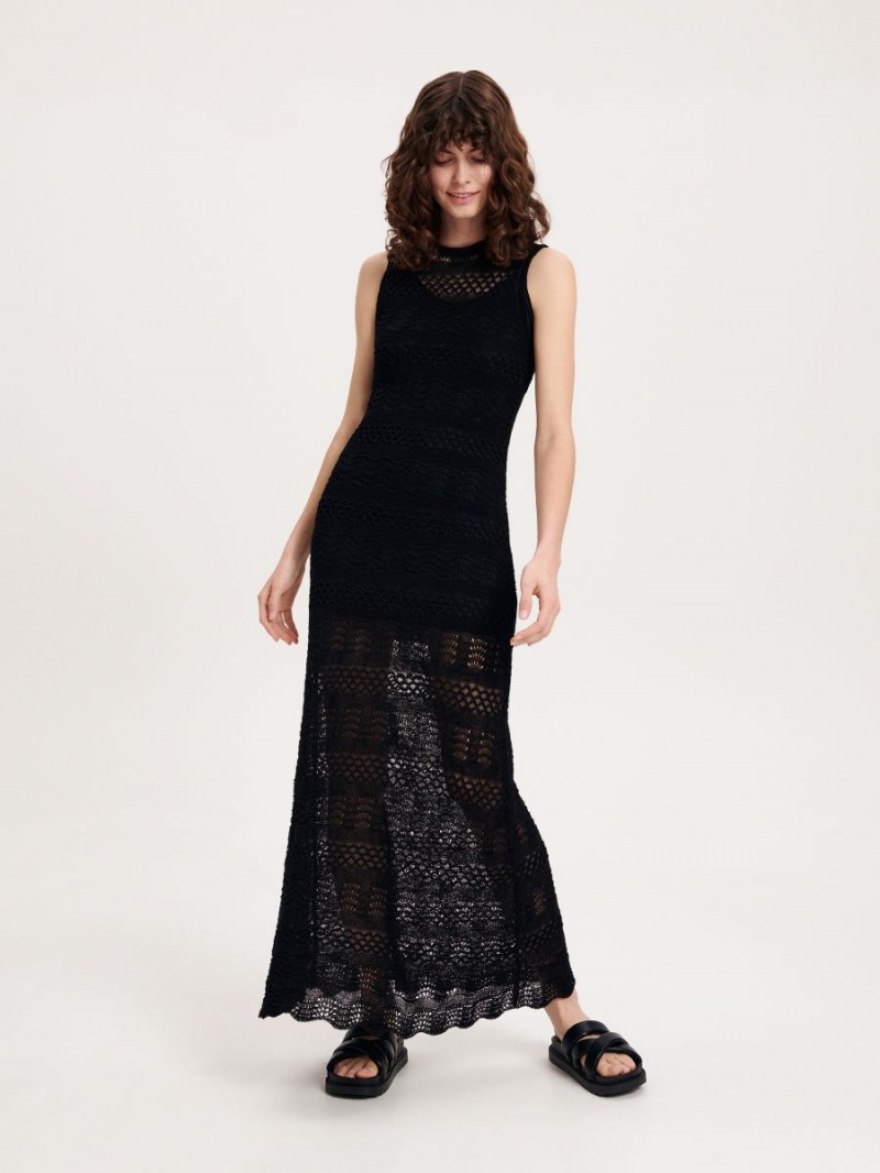 Reserved Openwork maxi dress Czarne | GFYMBAQ-19