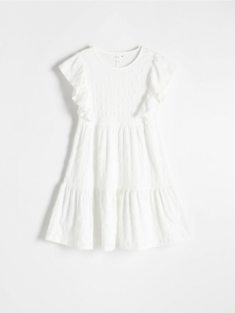 Reserved Openwork mini dress Ivory | IFNOHKB-97