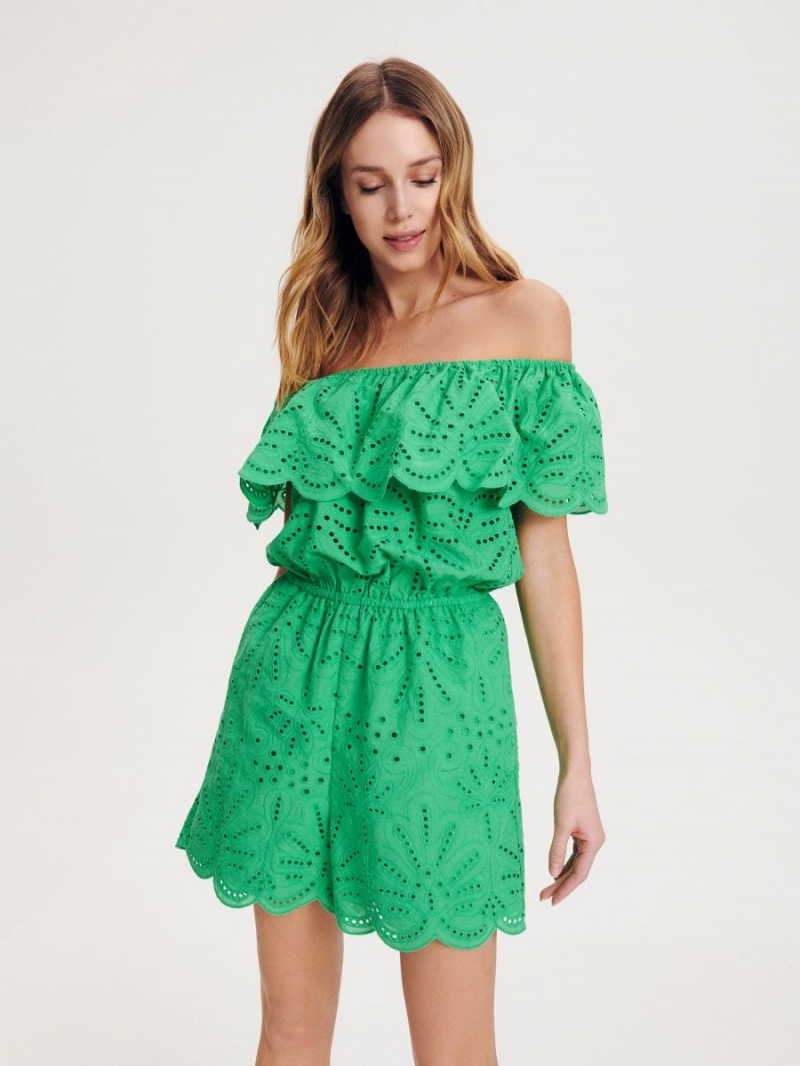 Reserved Openwork playsuit Zielone | AHLUXZC-61