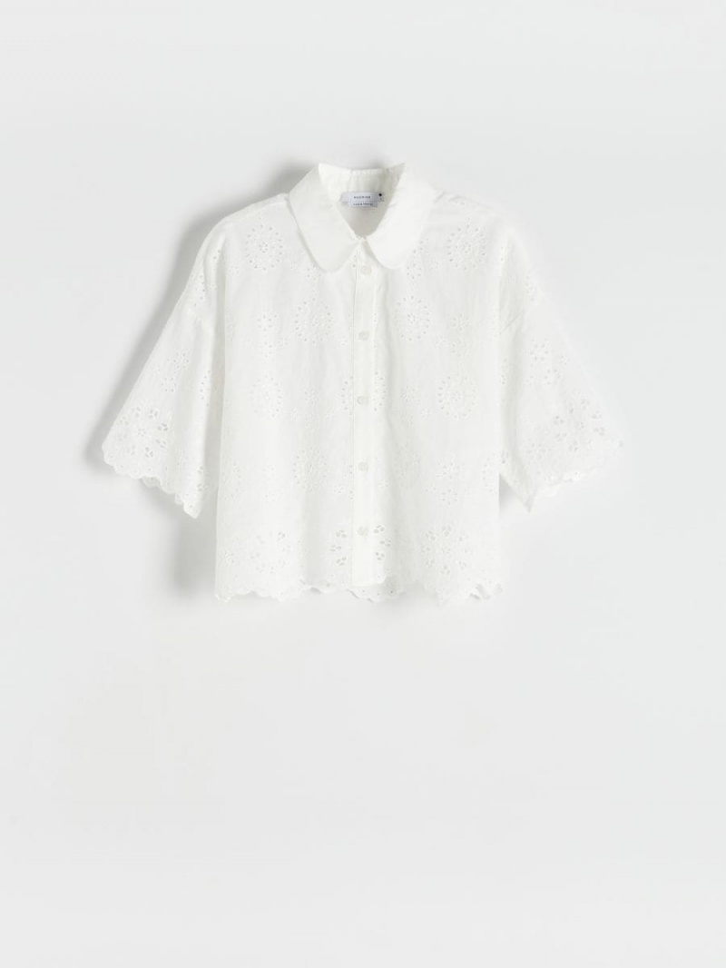 Reserved Openwork shirt Ivory | KJTBAZY-54