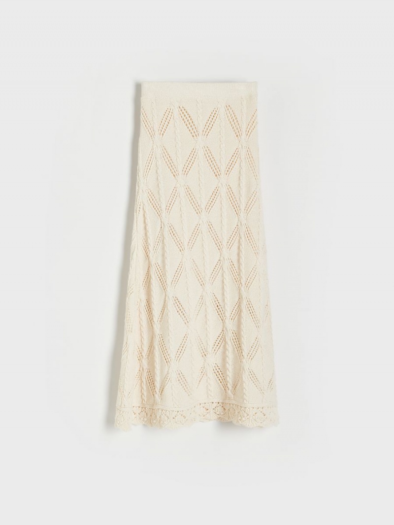 Reserved Openwork skirt Ivory | ZRAXKMB-52