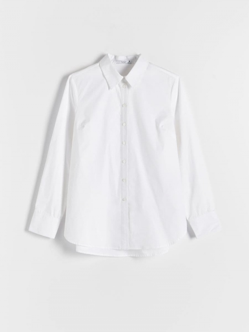 Reserved Organic cotton rich shirt Białe | WSLOMNP-57