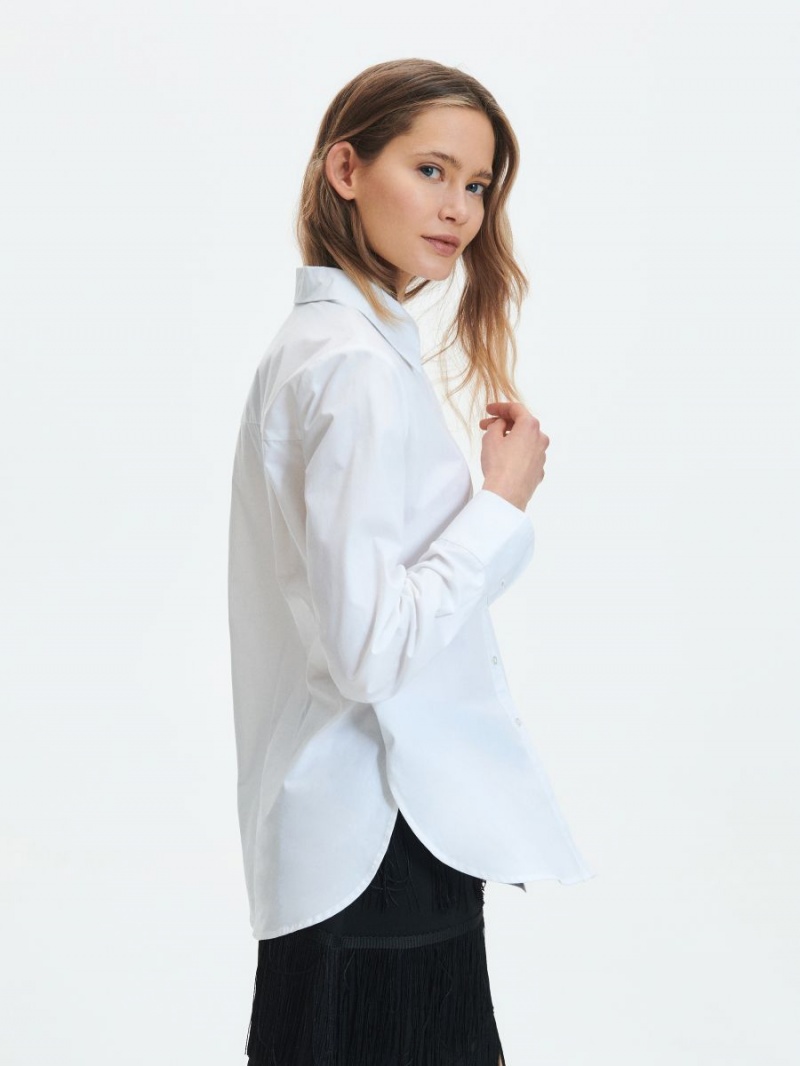 Reserved Organic cotton rich shirt Białe | WSLOMNP-57