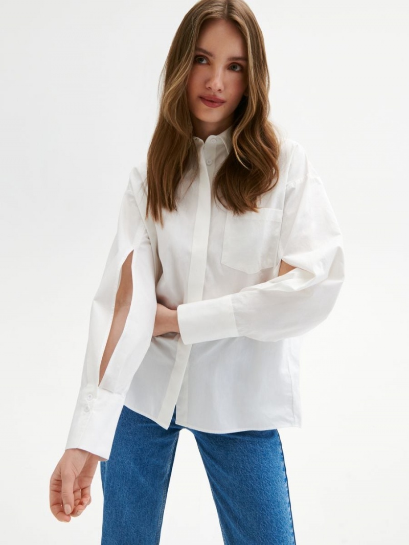 Reserved Organic cotton shirt Ivory | OMRHZLX-25