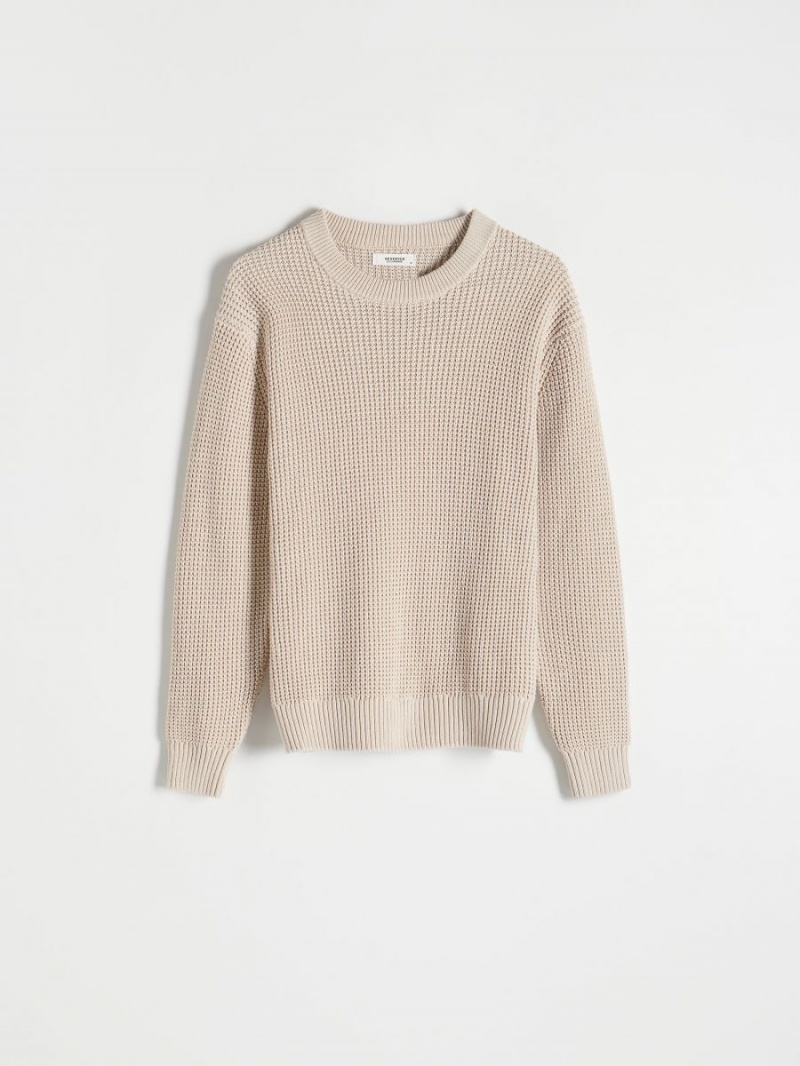 Reserved Organic cotton sweater Beżowe | MLTQIBU-90