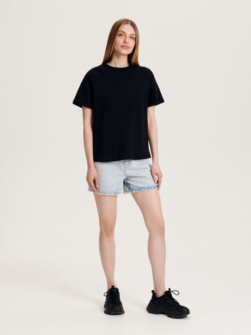 Reserved Oversized T-shirt Czarne | BHFRPYU-36