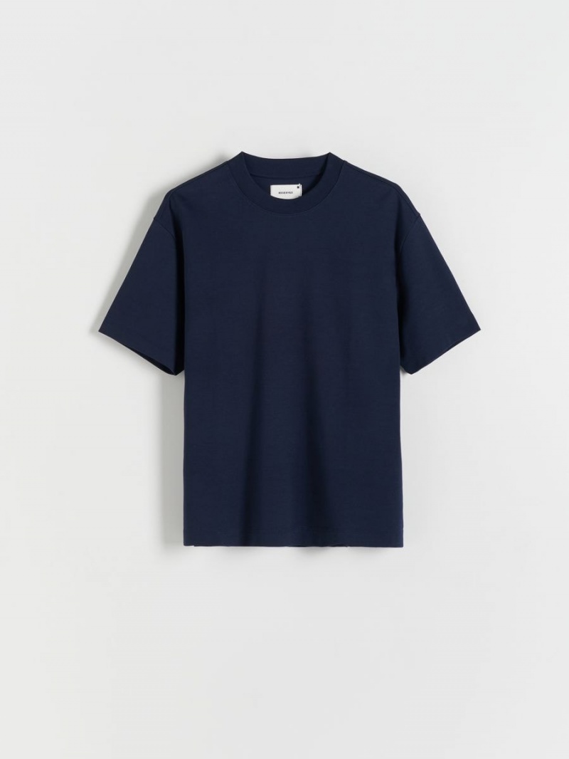 Reserved Oversized T-shirt Granatowe | TSHFXBA-09