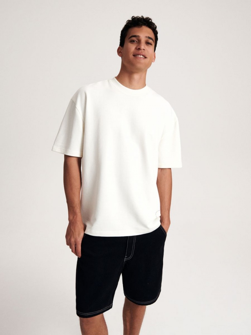 Reserved Oversized T-shirt Ivory | CWTNBAO-46