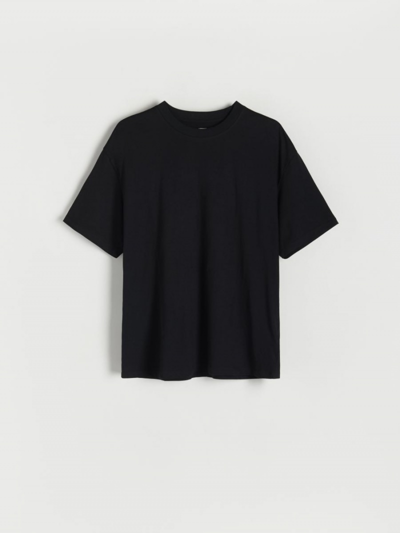 Reserved Oversized T-shirt with modal blend Czarne | KLZWMFX-59