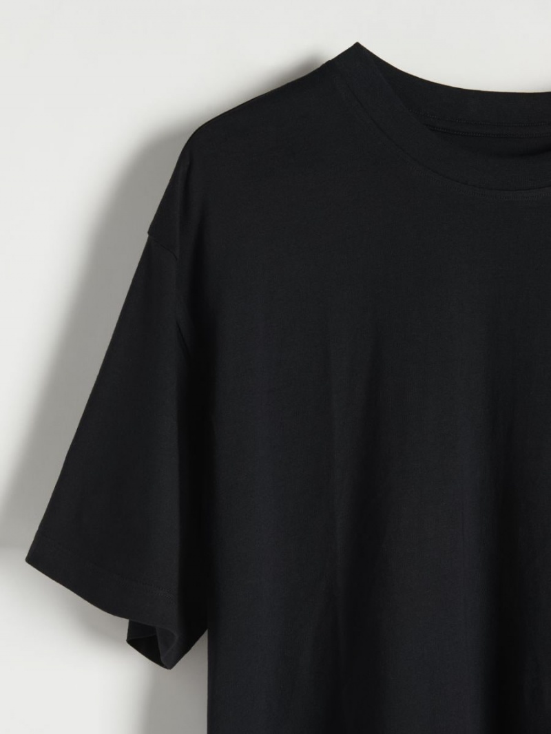 Reserved Oversized T-shirt with modal blend Czarne | KLZWMFX-59