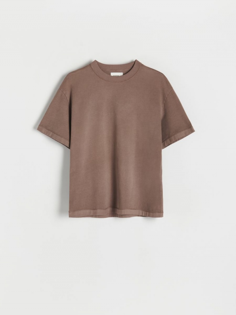 Reserved Oversized T-shirt with wash effect Brązowe | SKVDIUQ-94