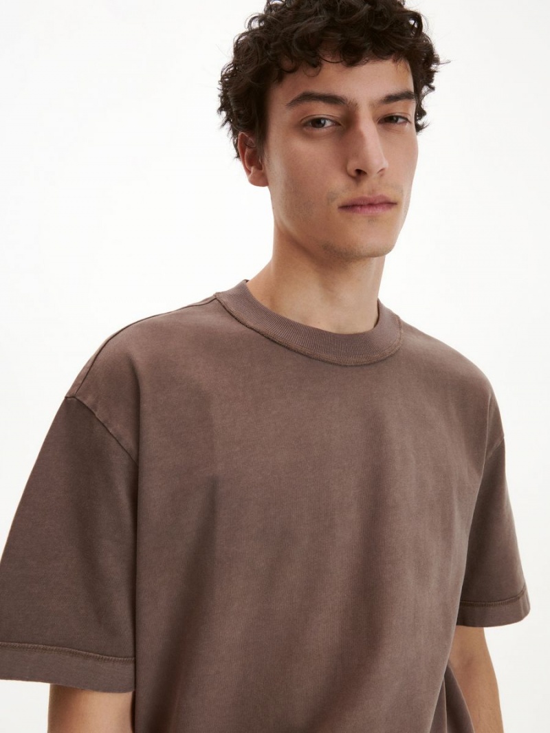 Reserved Oversized T-shirt with wash effect Brązowe | SKVDIUQ-94