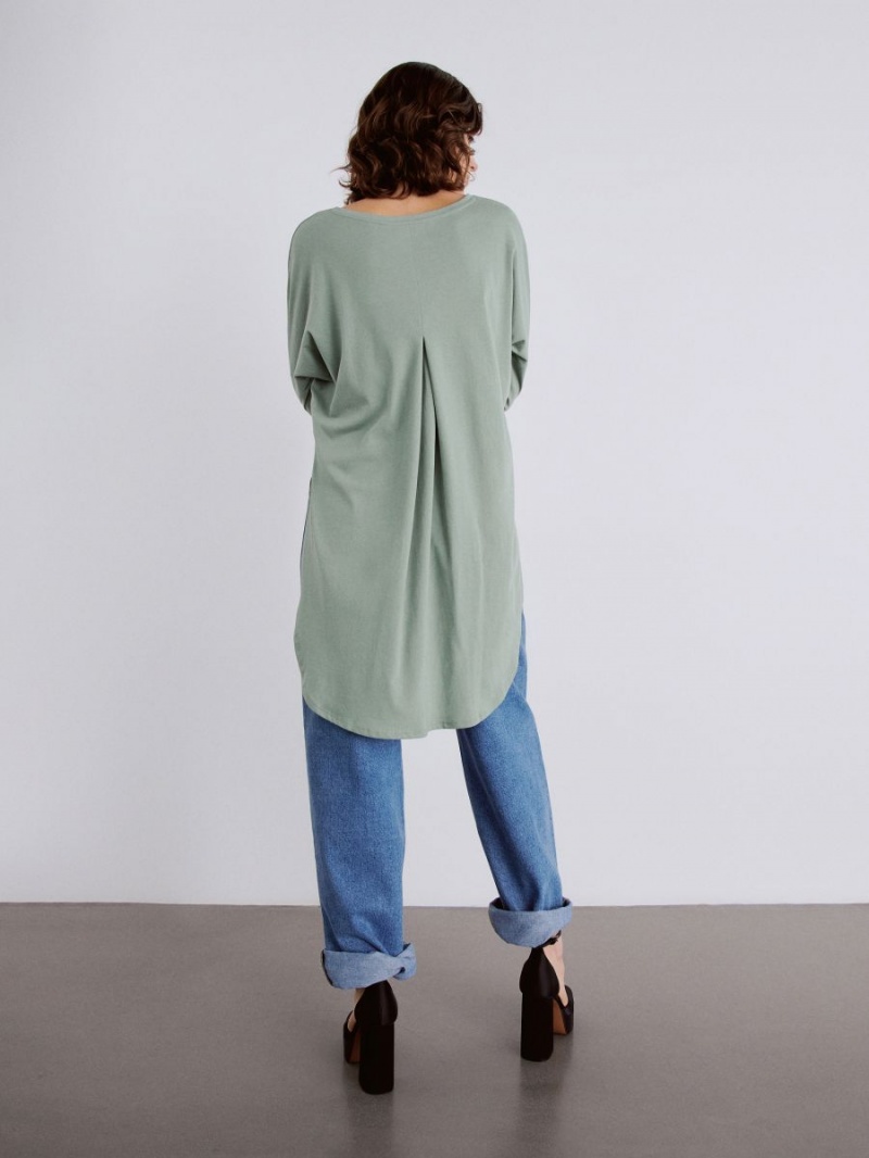 Reserved Oversized long sleeve T-shirt Zielone | DIVHNEL-73