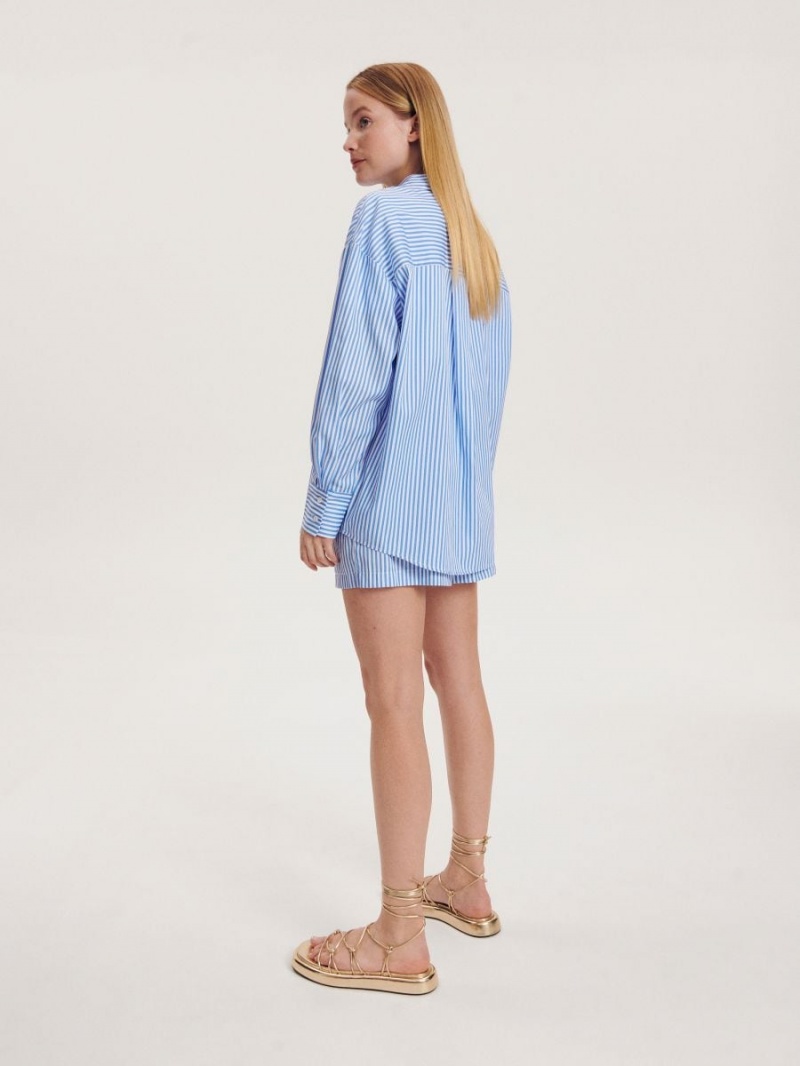 Reserved Oversized shirt Niebieskie | ZEPQSMY-39