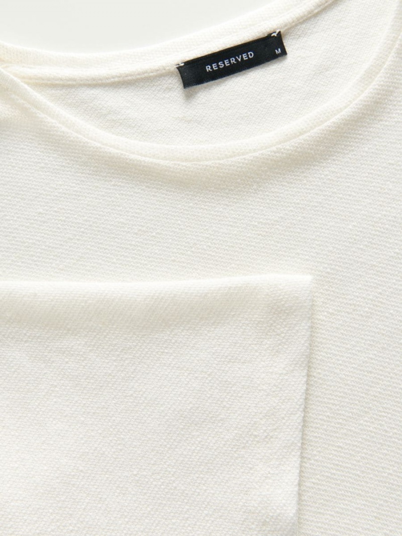 Reserved PREMIUM linen blend T-shirt Białe | PSZGEBO-58