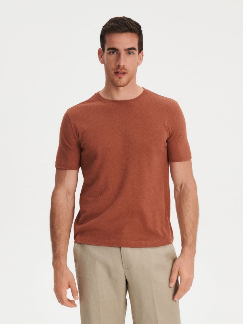 Reserved PREMIUM linen blend T-shirt Czerwone | DCGHZYX-53