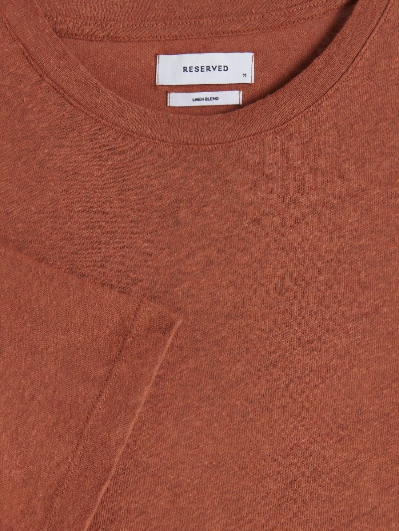 Reserved PREMIUM linen blend T-shirt Czerwone | DCGHZYX-53