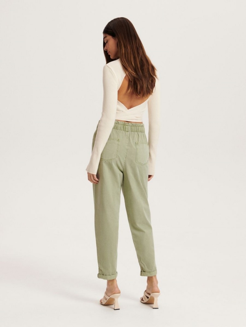 Reserved Paperbag design trousers Zielone | CMLTFQE-98