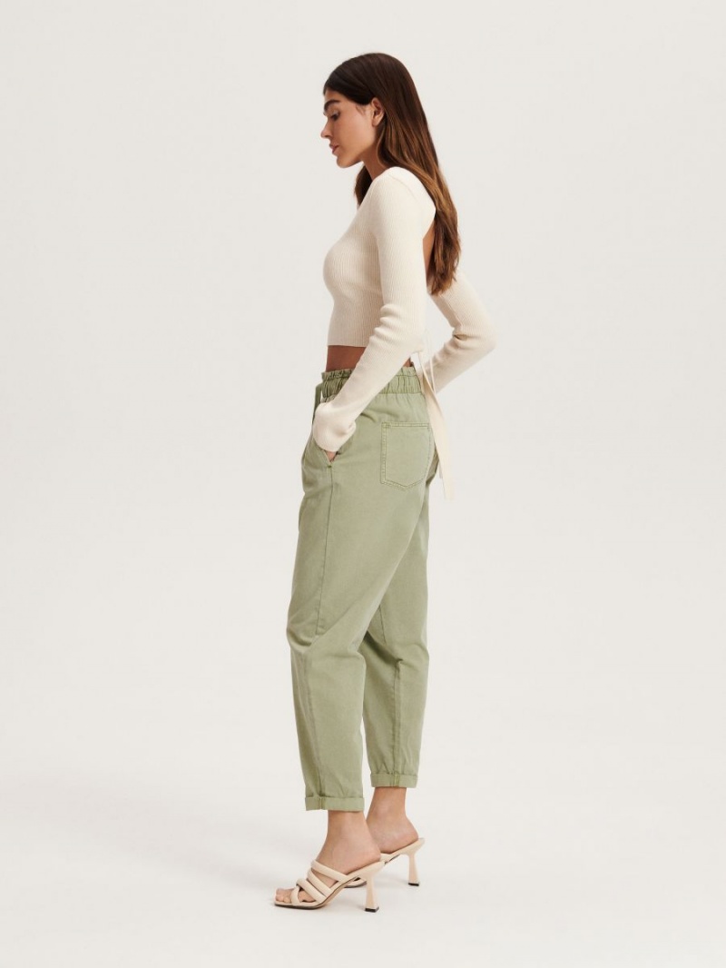 Reserved Paperbag design trousers Zielone | CMLTFQE-98