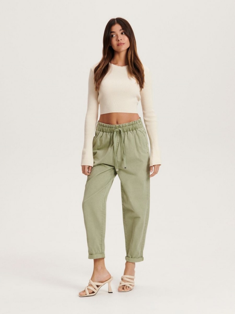 Reserved Paperbag design trousers Zielone | CMLTFQE-98