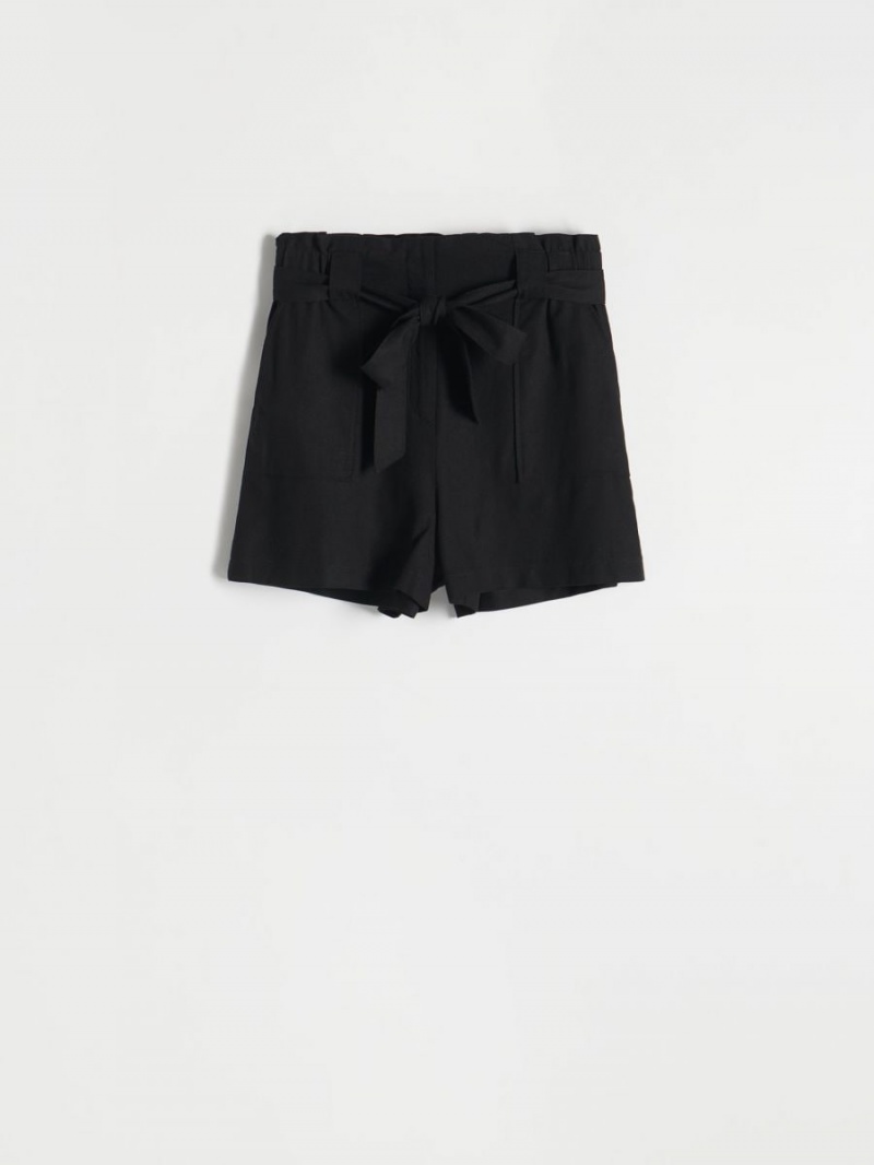 Reserved Paperbag shorts Czarne | GEMYSDP-18