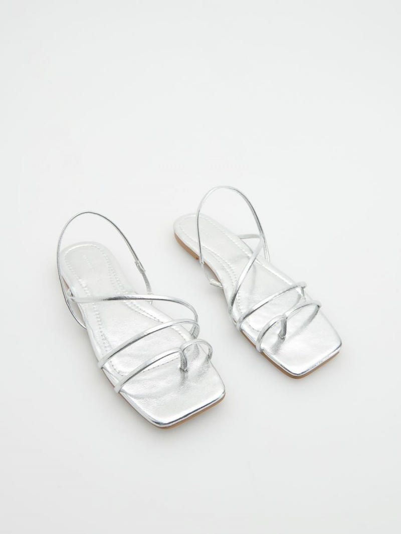 Reserved Płaskie sandals Srebrne | NWDXUEC-81