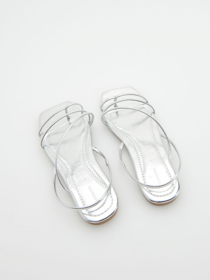 Reserved Płaskie sandals Srebrne | NWDXUEC-81