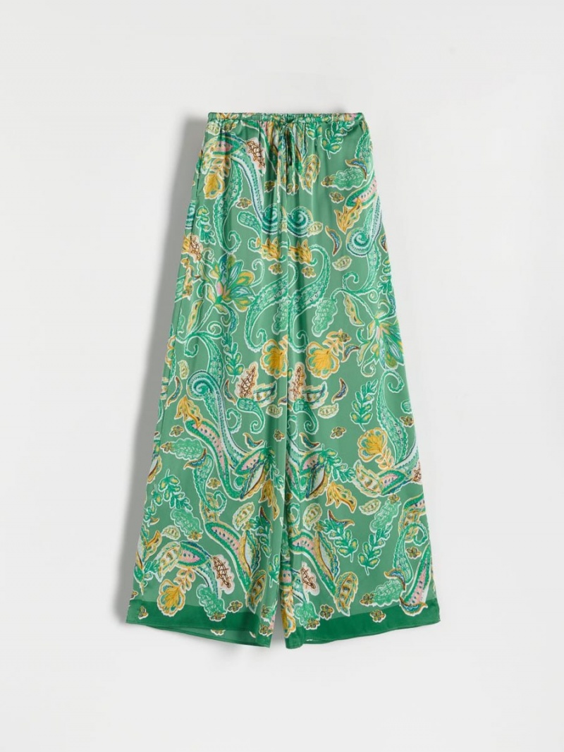 Reserved Patterned palazzo trousers Zielone | ELJCDZI-39