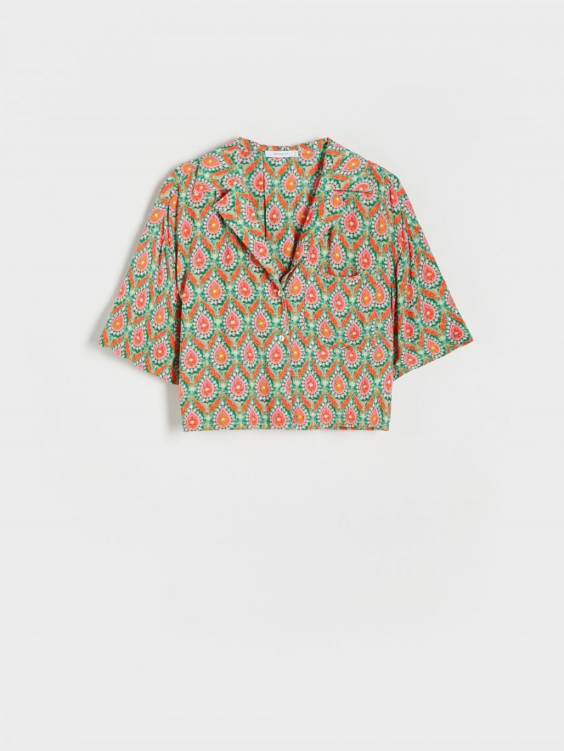 Reserved Patterned shirt Turkusowe | YAPQDLO-34