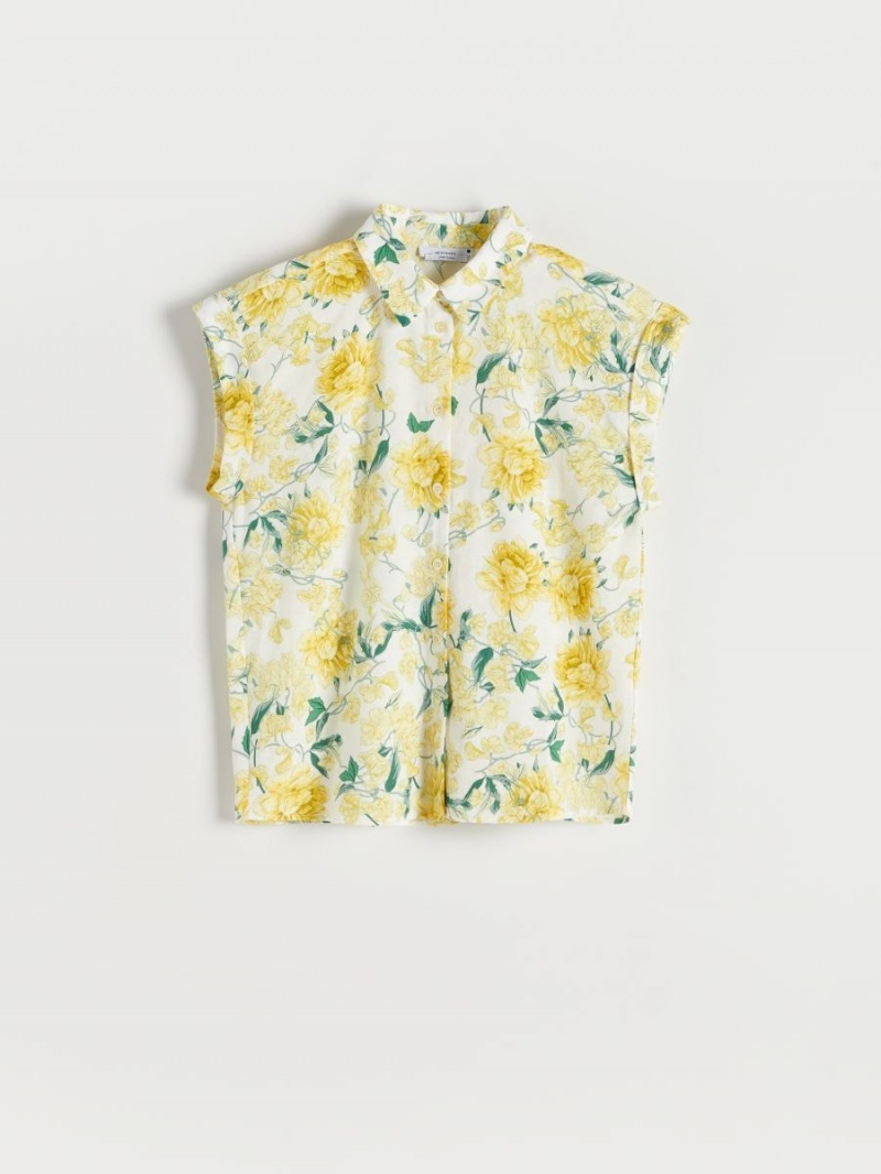 Reserved Patterned shirt Żółte | RFNCKAQ-06