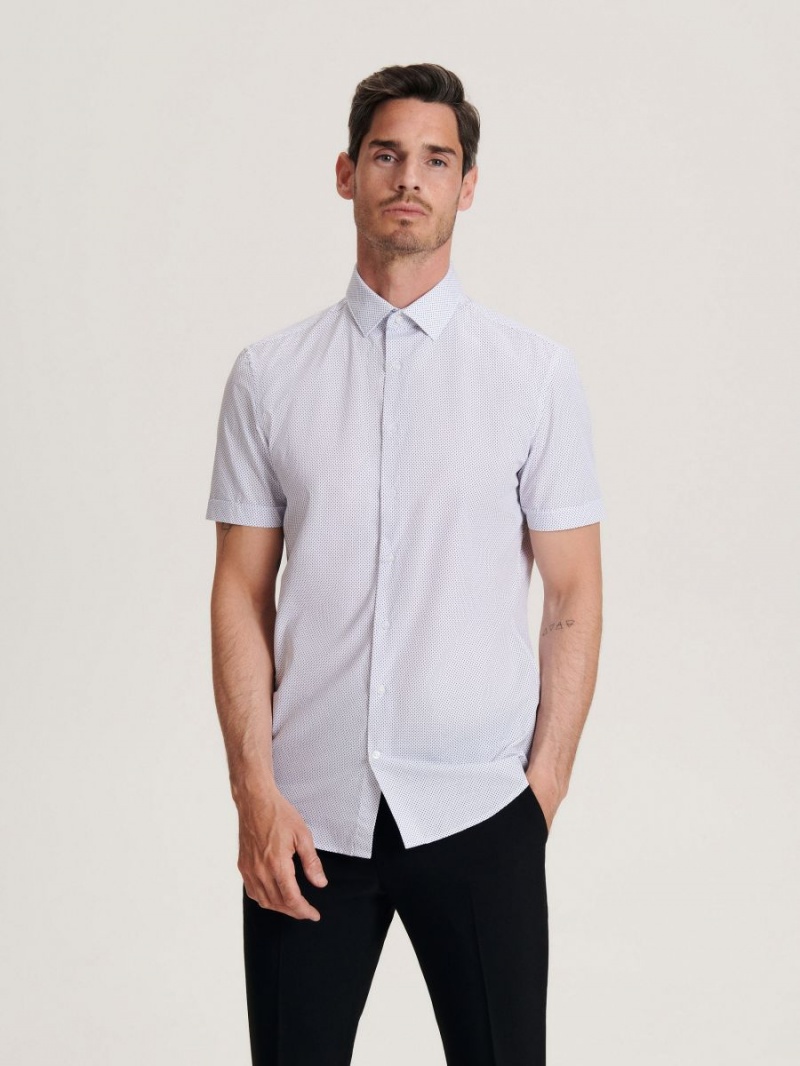 Reserved Patterned slim fit shirt Białe | FSIEWUR-51