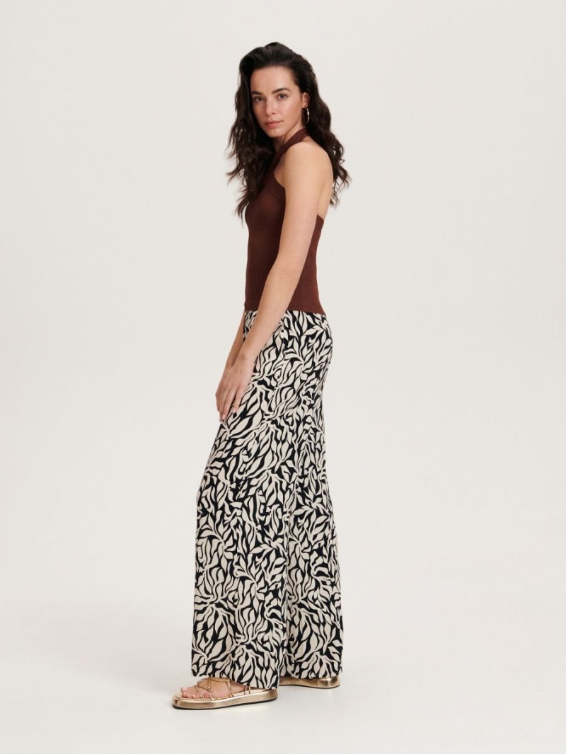 Reserved Patterned trousers Czarne | KBPNXZM-93