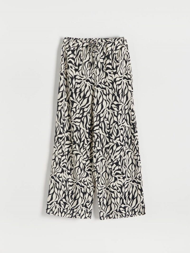 Reserved Patterned trousers Czarne | KBPNXZM-93