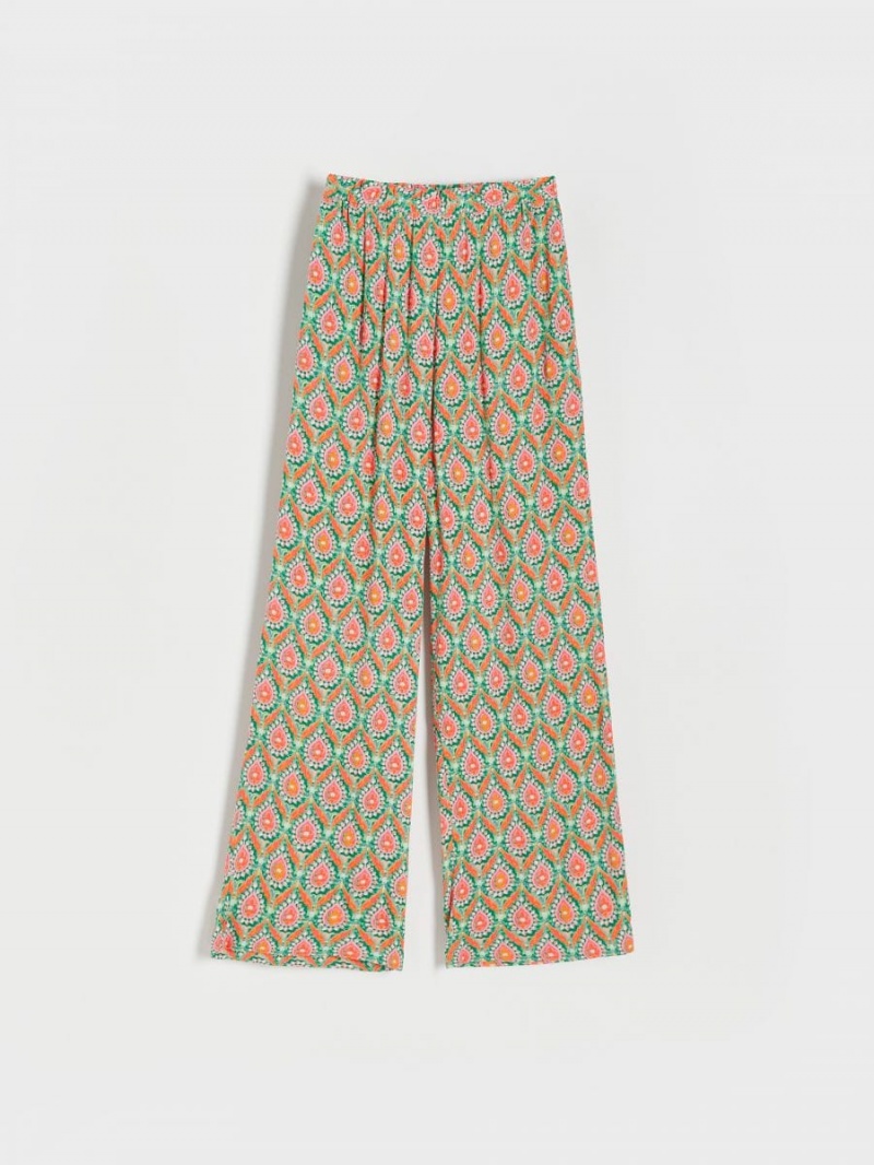 Reserved Patterned trousers Turkusowe | XVGIBFY-39