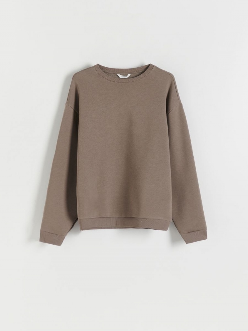 Reserved Plain cotton rich sweatshirt Beżowe | DTYCAPG-56