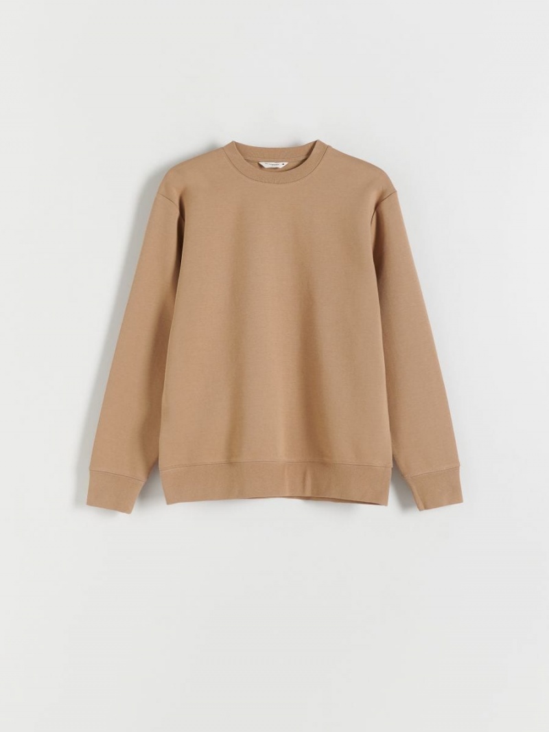 Reserved Plain cotton rich sweatshirt Beżowe | OUMGVDW-51