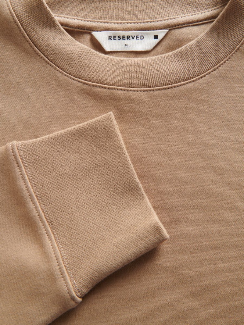 Reserved Plain cotton rich sweatshirt Beżowe | OUMGVDW-51