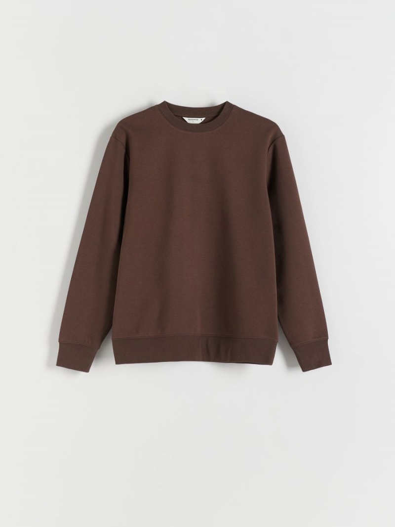 Reserved Plain cotton rich sweatshirt Brązowe | POTBAXJ-43