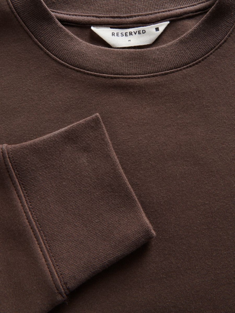 Reserved Plain cotton rich sweatshirt Brązowe | POTBAXJ-43